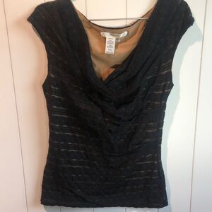 Studio M Elegant Black Lace Top fully lined bodycon cotton blend L